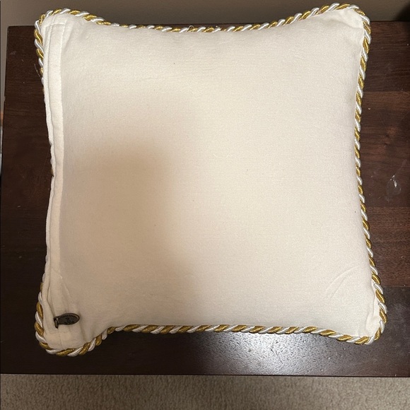 MacKenzie-Childs Cream Pillow with Gold and White Trim - Picture 2 of 4